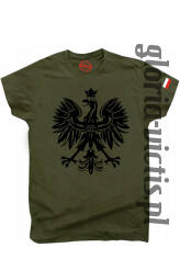 Herb Polski + rękawek PL- koszulka wojskowa męska 