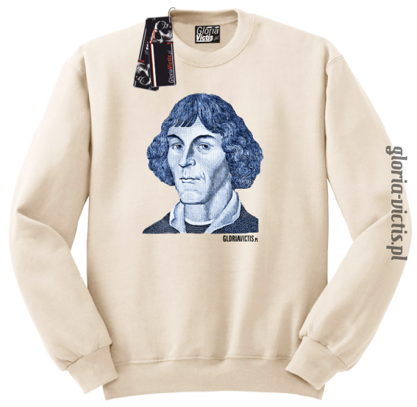 Mikołaj Kopernik Money Design - Bluza męska standard bez kaptura beżowa 