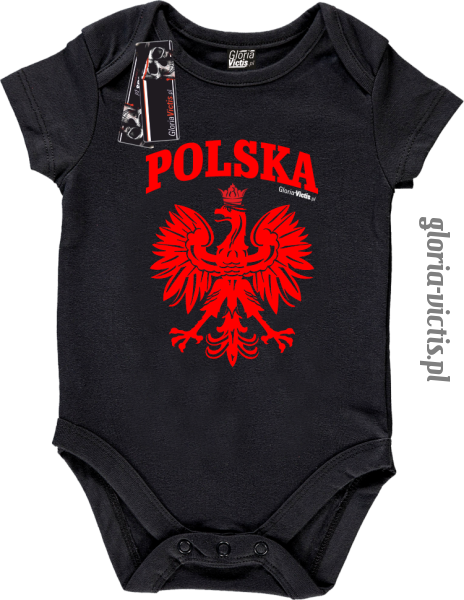 POLSKA herb Polski standard - Body dziecięce krótki rękawek - czarny